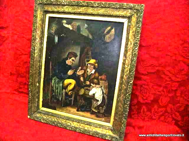 Oggettistica d'epoca → Stampe e dipinti → Antico dipinto ad olio

Antico dipinto ad olio di provenienza olandese, montato su cornice coeva nei primi anni del 900. Il dipinto rappresenta un interno con personaggi: curiosi sia l`abbigliamento che le espressioni dei …

... continua ...

