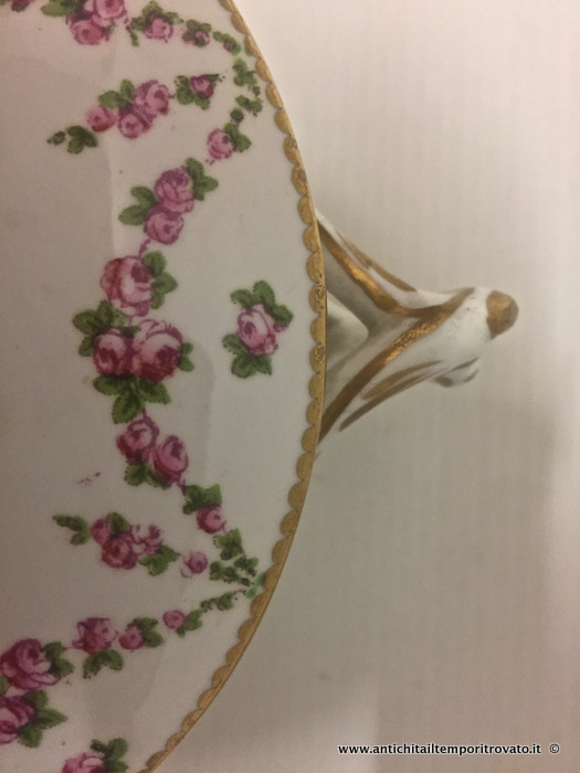 Oggettistica d`epoca - Zuppiere e risottiere - Zuppierina con ghirlande e rose Antica zuppiera decorata con rose - Immagine n°5  