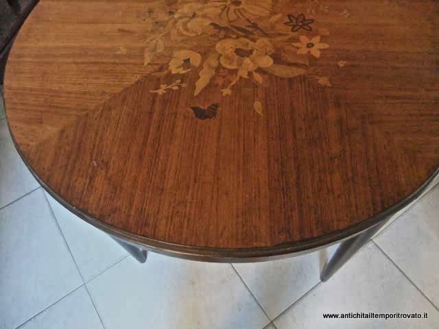 Mobili antichi - Tavoli e tavolini - Tavolino tondo francese Antico tavolino tondo intarsiato - Immagine n°4  