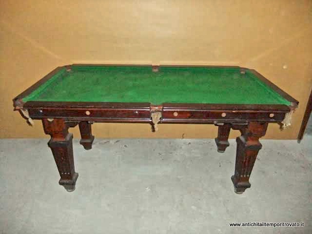 Mobili antichi - Tavoli da gioco - Antico tavolo da pranzo in mogano tramutabile in biliardo per il gioco Pool - Immagine n°2  