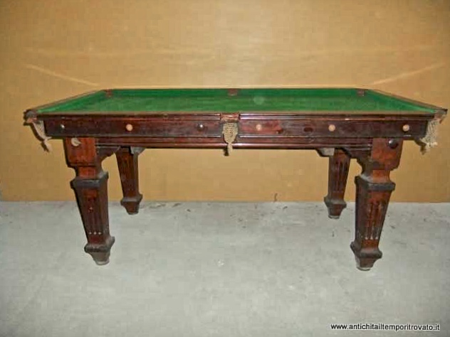 Mobili antichi - Tavoli da gioco - Antico tavolo da pranzo in mogano tramutabile in biliardo per il gioco Pool - Immagine n°3  