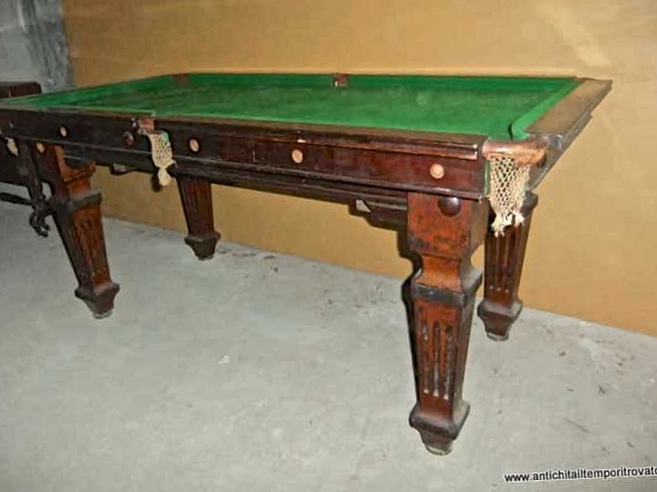 Mobili antichi - Tavoli da gioco - Antico tavolo da pranzo in mogano tramutabile in biliardo per il gioco Pool - Immagine n°5  