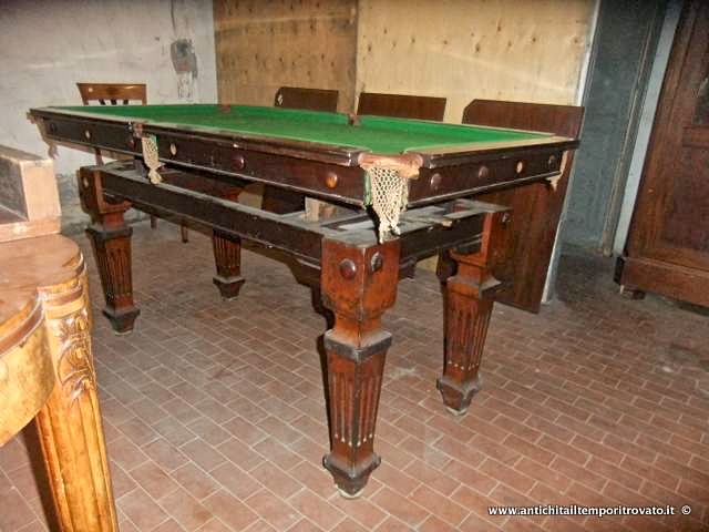 Mobili antichi - Tavoli da gioco - Antico tavolo da pranzo in mogano tramutabile in biliardo per il gioco Pool - Immagine n°9  