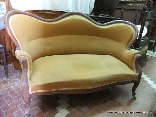 Divano Luigi Filippo d`epoca - Antico divano schienale mosso