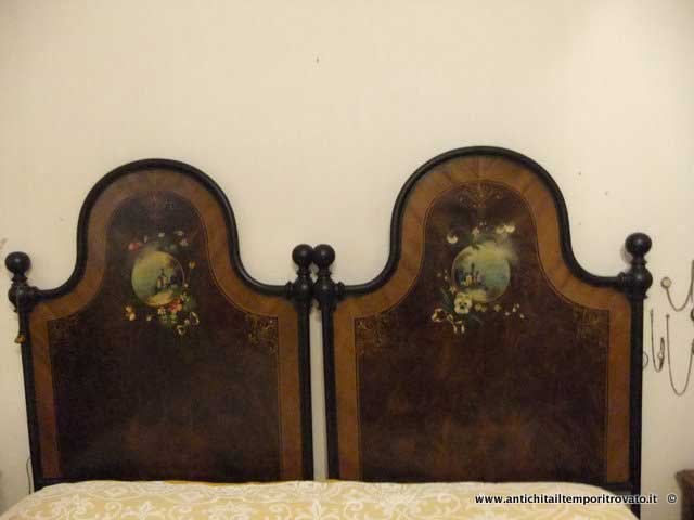 Mobili antichi - Mobili vari - Antico letto matrimoniale in ferro Antico letto matrimoniale dipinto - Immagine n°6  