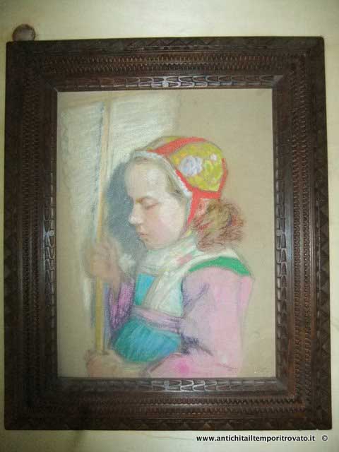 Sardegna antica → Dipinti autori e soggetti sardi → Bambina con costume sardo G. B. Rossino Pastello bambina sarda di Giovanni Battista Rossino
Antico pastello probabile Giovanni Battista Rossino 1872/1956 (?) raffigurante bambina in costume sardo dei primi decenni del 900. La cornice sarda intagliata a mano non è coeva. Le misure del …
... continua ...
Immagine:immagini/catalogo/2000/2154.jpg
