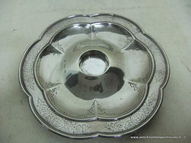 Oggettistica d`epoca - Calamai - Calamaio tondo cesellato Antico calamaio argento e cristallo - Immagine n°5  