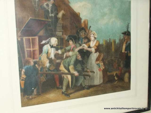 Oggettistica d`epoca - Stampe e dipinti - Acquatinta di William Hogarth Antica acquatinta a colori Vittoriana - Immagine n°2  