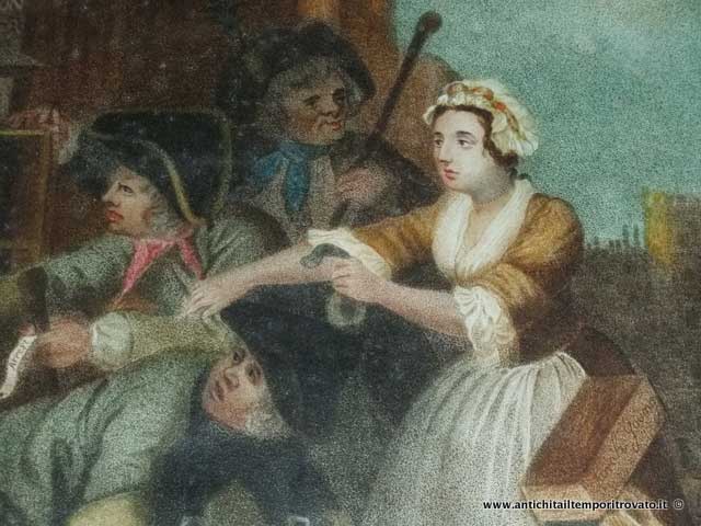 Oggettistica d`epoca - Stampe e dipinti - Acquatinta di William Hogarth Antica acquatinta a colori Vittoriana - Immagine n°6  