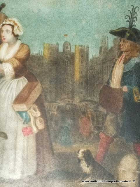 Oggettistica d`epoca - Stampe e dipinti - Acquatinta di William Hogarth Antica acquatinta a colori Vittoriana - Immagine n°7  