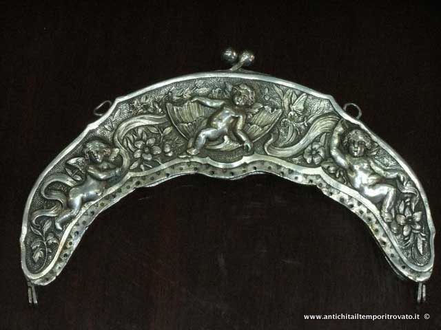 Antica cerniera da borsetta - Cerniera in argento d`epoca