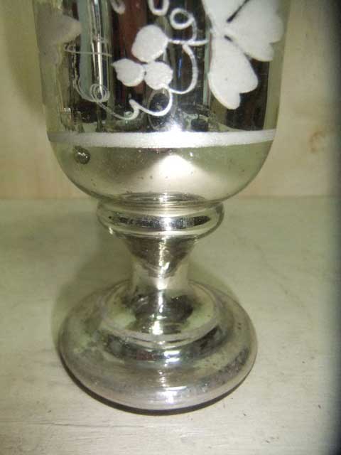 Oggettistica d`epoca - Vetri e cristalli - Coppia calici in vetro soffiato Antichi calici in vetro argentato - Immagine n°5  
