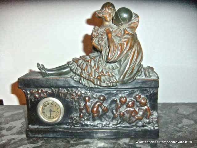 Antico orologio liberty in terracotta - Orologio da tavolo