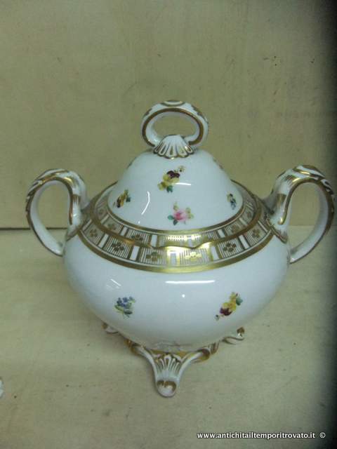 Antica zuccheriera dipinta a mano - Zuccheriera in ceramica decorata