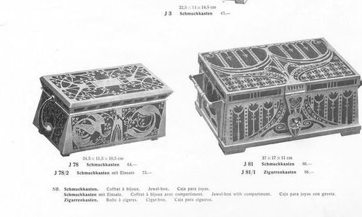 Oggettistica d`epoca - Scatole varie - Antico portagioie Jugendstil di Erhard & Shne Scrigno intarsiato in ottone by Erhard & Shne - Immagine n°10  