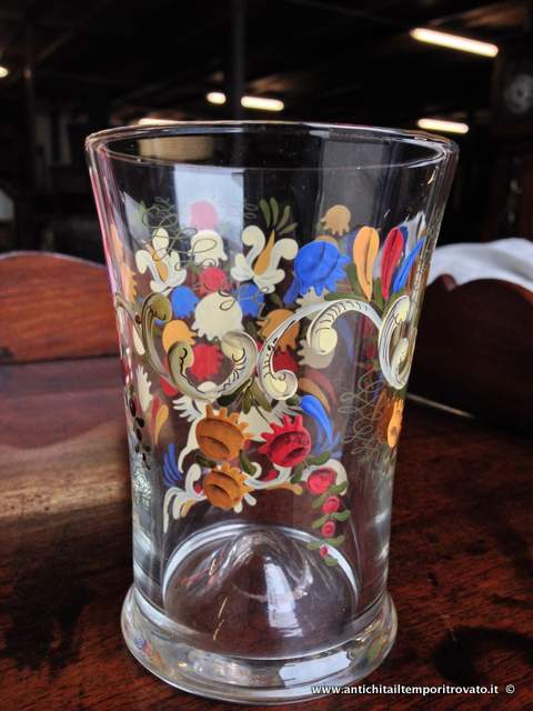Oggettistica d`epoca - Vetri e cristalli - Bicchiere soffiato dell`800 Antico bicchiere dipinto - Immagine n°7  