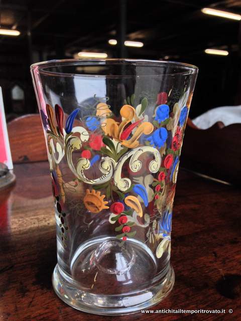 Oggettistica d`epoca - Vetri e cristalli - Bicchiere soffiato dell`800 Antico bicchiere dipinto - Immagine n°8  