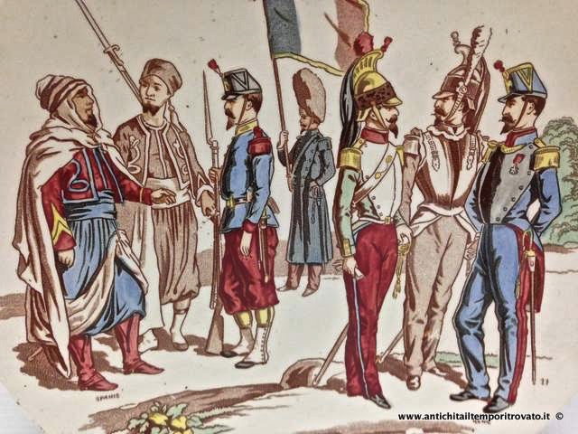 Oggettistica d`epoca - Piatti - Piatto Sarreguemines del periodo di Napoleone III Antico piatto francese con 7 personaggi in divisa - Immagine n°2  