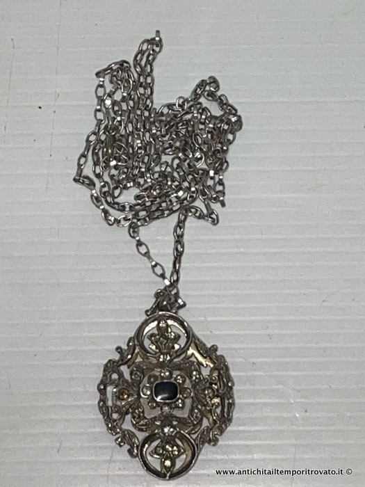 Gioielli e bigiotteria - Pendenti - Antico orologio pendente in argento Antico ciondolo con orologio in argento - Immagine n°2  