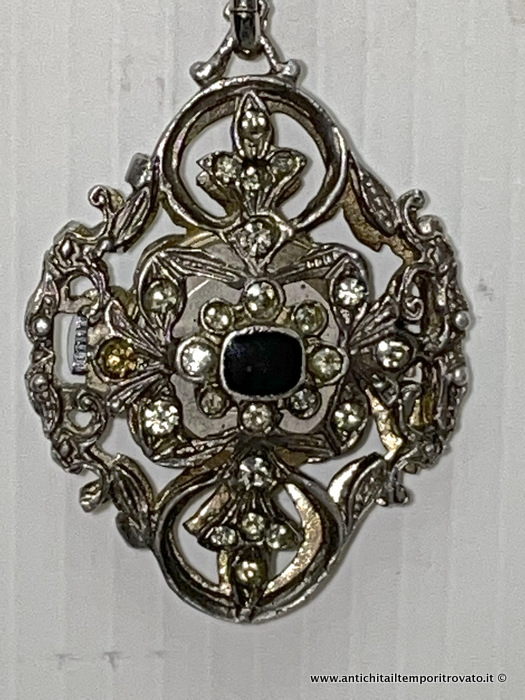 Gioielli e bigiotteria - Pendenti - Antico orologio pendente in argento Antico ciondolo con orologio in argento - Immagine n°3  