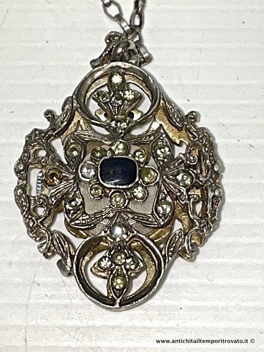 Gioielli e bigiotteria - Pendenti - Antico orologio pendente in argento Antico ciondolo con orologio in argento - Immagine n°7  
