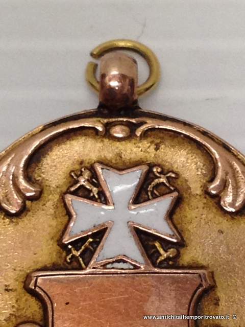 Gioielli e bigiotteria - Pendenti - Antica medaglia da orologio Medaglia inglese in oro rosa - Immagine n°3  