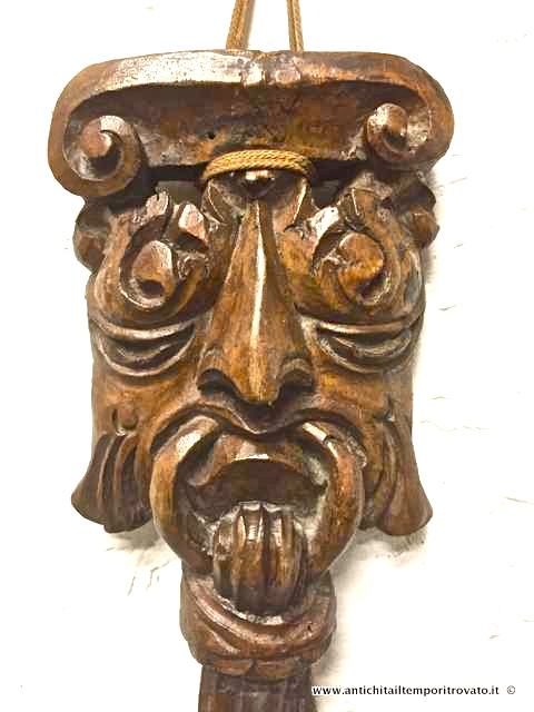 Oggettistica d`epoca - Oggetti in legno - Elemento decorativo in legno scolpito Antica scultura da appendere in legno - Immagine n°3  