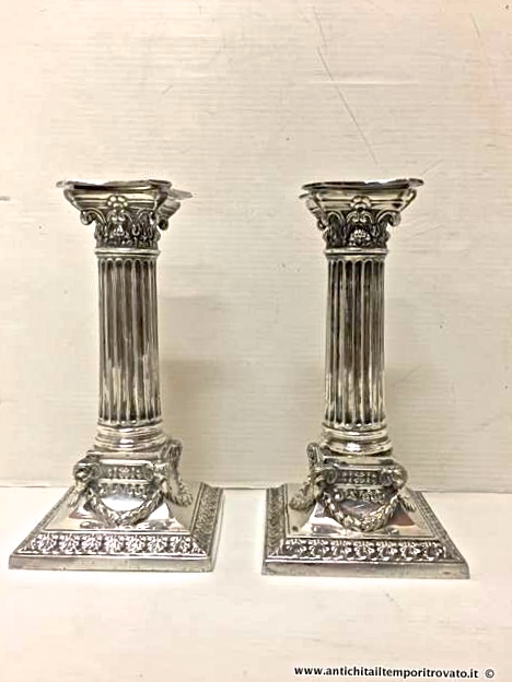 Antichi candelieri neoclassici da trumeau - Antichi candelieri da trumeau con colonna corinzia