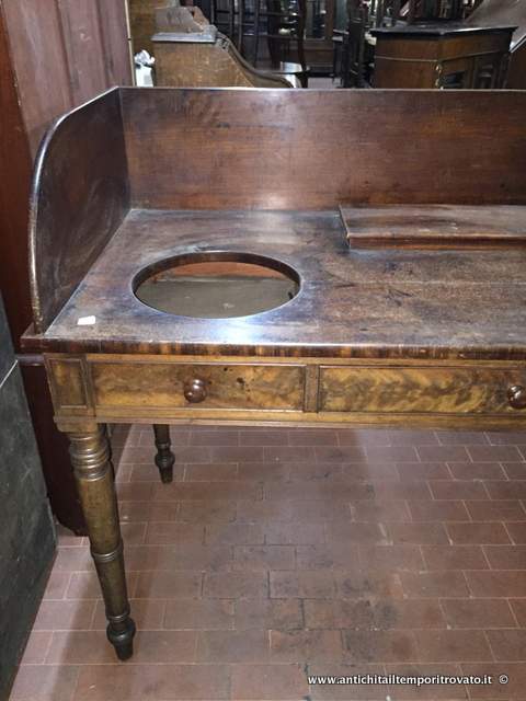 Mobili antichi - Toilettes - Antico mobile da bagno in piuma doppio lavello - Immagine n°4  