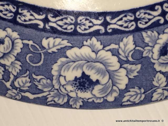Oggettistica d`epoca - Zuppiere e risottiere - Zuppiera decorata con fiori blu Antica zuppiera liberty - Immagine n°6  