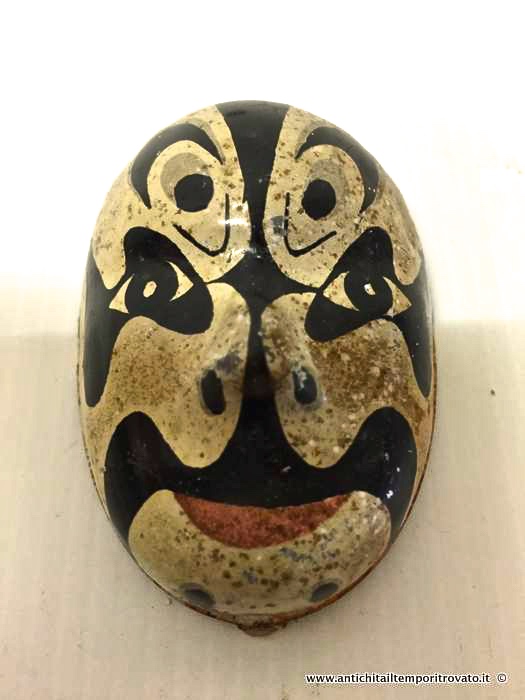 Oggettistica d`epoca - Oggetti vari - Curiose maschere Kabuki in latta Antiche maschere n latta litografata a colori - Immagine n°6  
