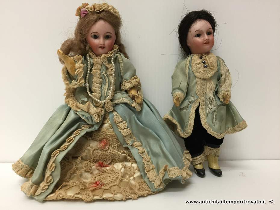Antica coppia Mignonettes - Coppia piccole bambole in biscuit
