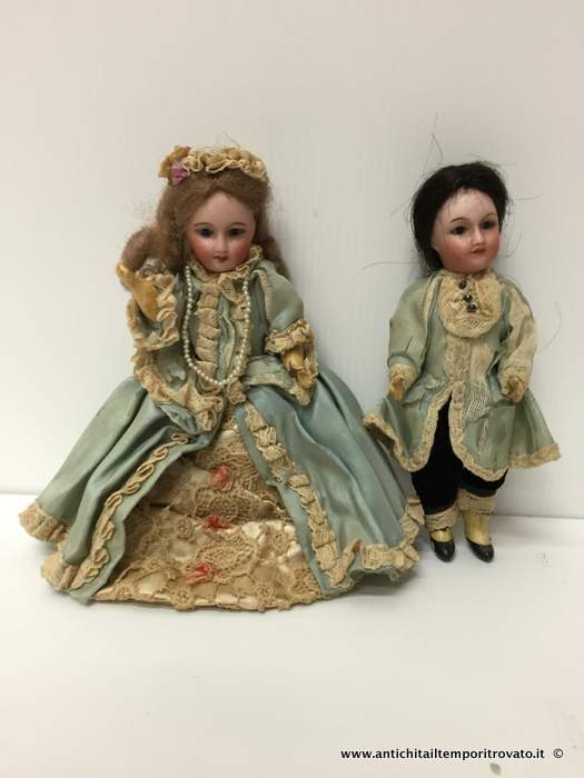 Giocattoli antichi - Bambole - Antica coppia Mignonettes Coppia piccole bambole in biscuit - Immagine n°6  