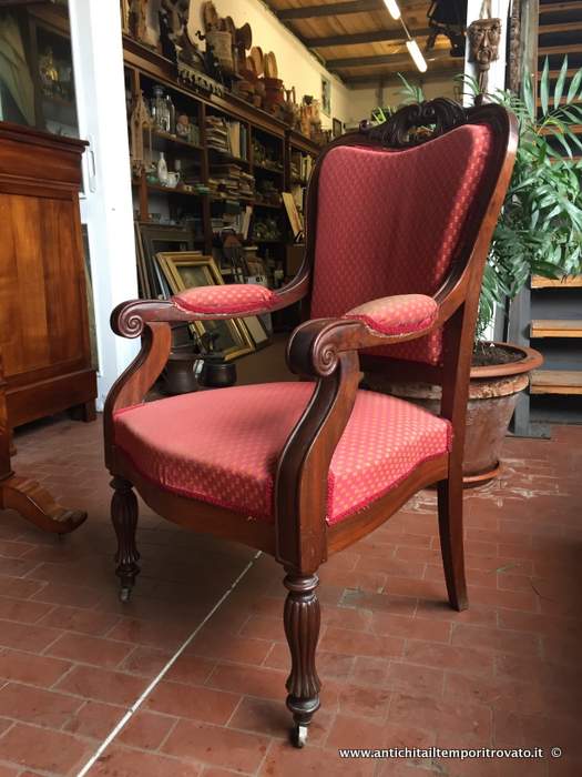 Mobili antichi → Poltrone e poltroncine → Antica poltrona francese Poltrona in mogano
Elegante poltrona francese della fine dell`800 in massello di mogano con spalliera elegantemente intagliata a traforo (h.97). La misura da bracciolo a bracciolo è di cm.58, l`altezza alla seduta …
... continua ...
Immagine:immagini/catalogo/5000/5041.jpg