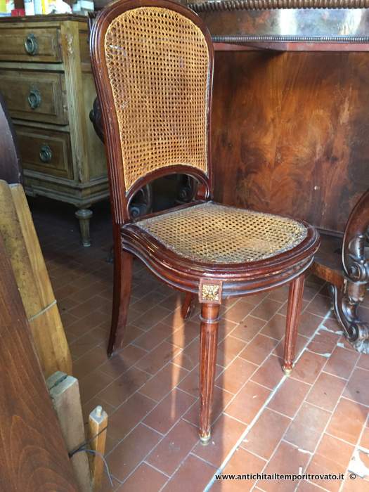 Mobili antichi - Sedie - Quattro sedie francesi Lotto quattro sedie in mogano e paglia di vienna - Immagine n°2  