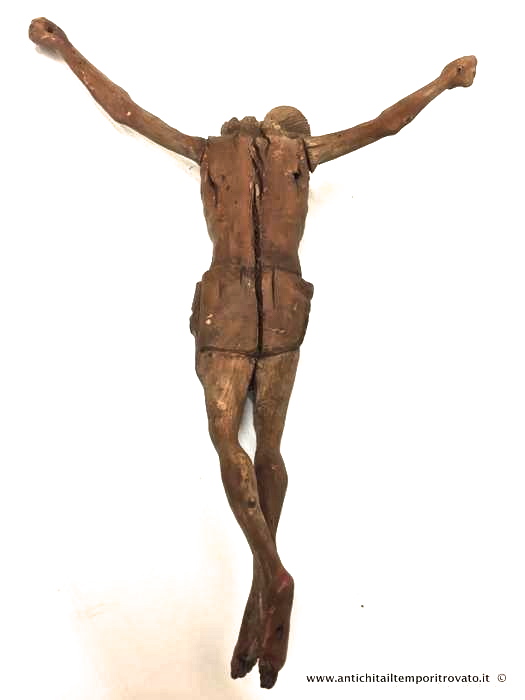Oggettistica d`epoca - Oggetti in legno - Antico corpo di Cristo Crocefisso del 700 Corpo di Gesu crocefisso: sardo, in legno scolpito - Immagine n°7  