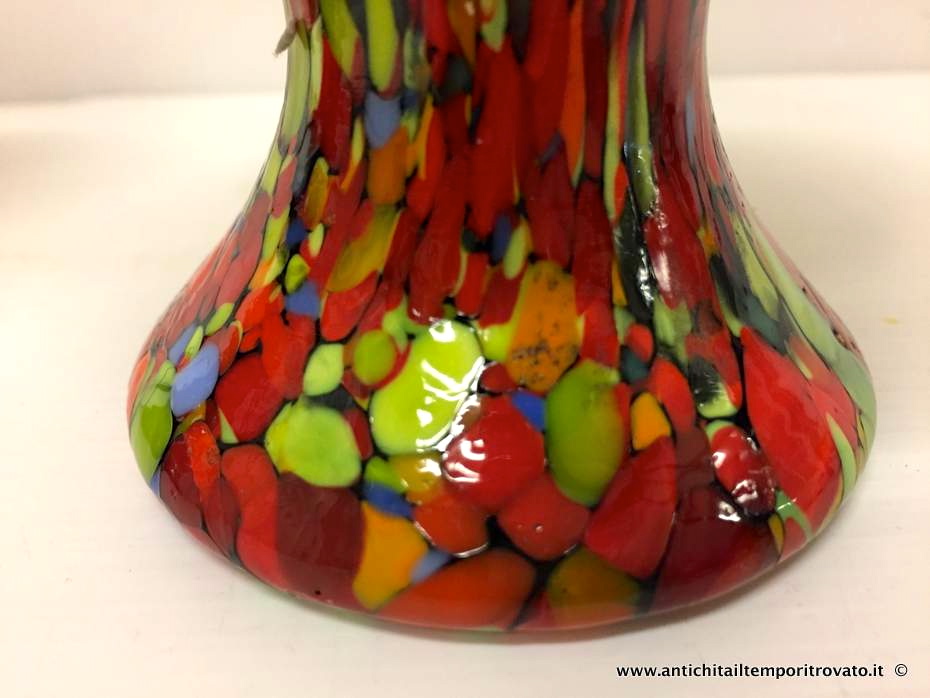 Oggettistica d`epoca - Vetri e cristalli - Coppia di vasi in vetro multicolore Vasi in vetro deco con grata - Immagine n°3  