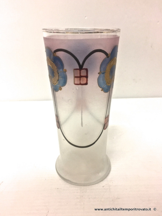 Oggettistica d`epoca - Vetri e cristalli - Antica caraffa deco con due bicchieri Antica caraffa deco dipinta a mano - Immagine n°8  