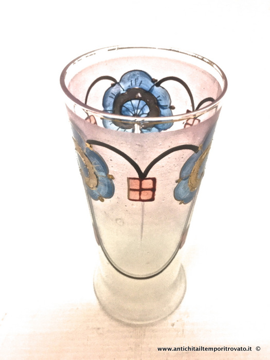 Oggettistica d`epoca - Vetri e cristalli - Antica caraffa deco con due bicchieri Antica caraffa deco dipinta a mano - Immagine n°9  