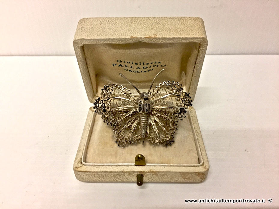 Vecchia farfalla in argento inglese - Spilla in argento a forma di farfalla