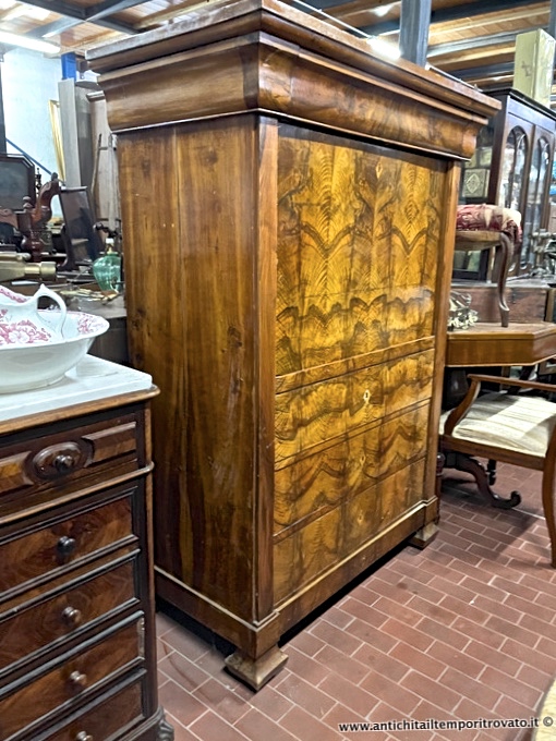 Grande secretaire tedesco d'epoca - Secretaire tedesco dell'800 in radica di noce