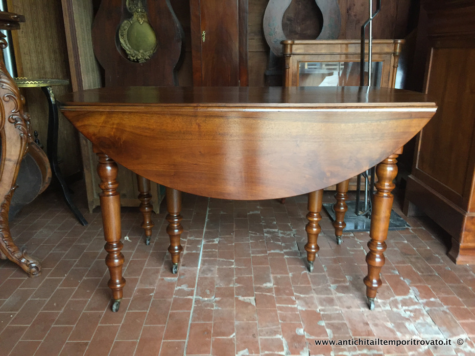 Antico tavolo a bandelle ovale allungabile - Tavolo ovale in noce m.2,50