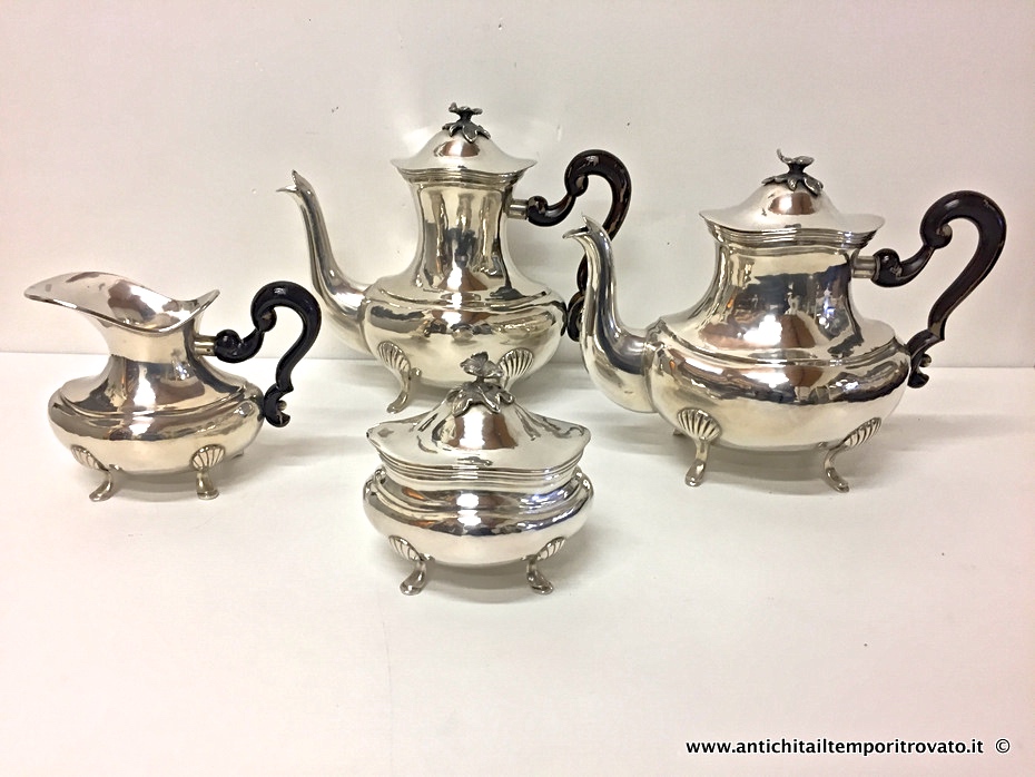 Set 4 pezzi in argento 800 marca Cesa - Servito di Cesa: 4 pezzi tè e caffè in argento 800