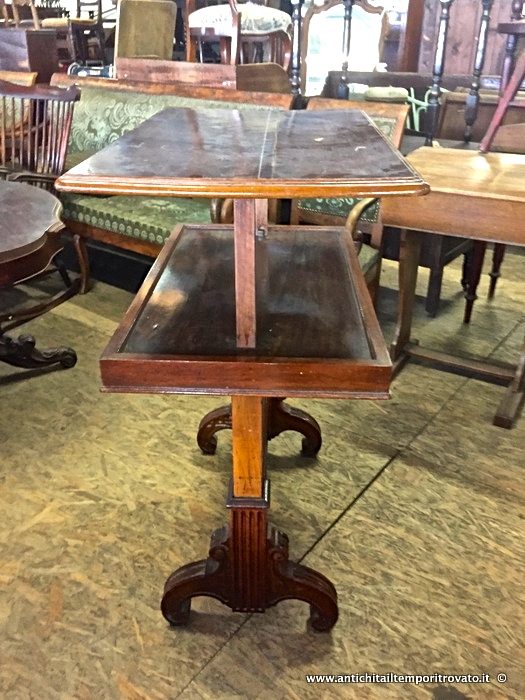 Antico tavolo portavivande a due piani - Antico tavolo Vittoriano con piano sollevabile