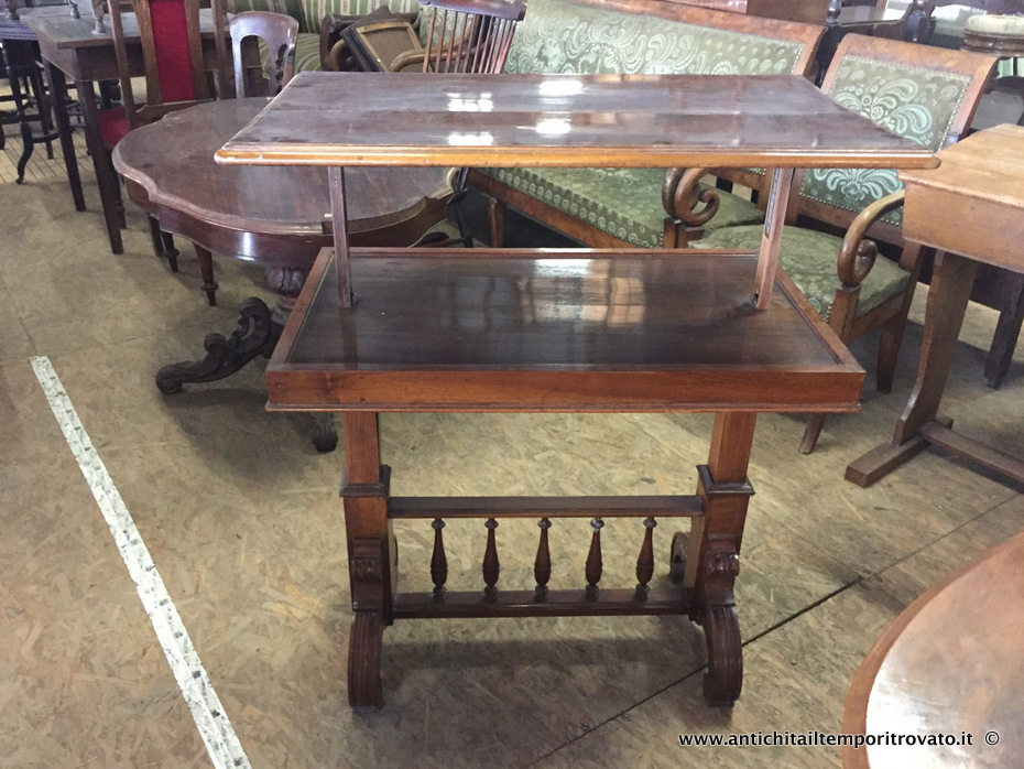 Mobili antichi - Tavoli e tavolini - Antico tavolo portavivande a due piani Antico tavolo Vittoriano con piano sollevabile - Immagine n°3  