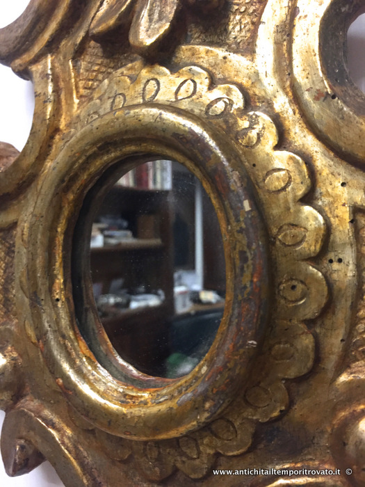 Oggettistica d`epoca - Specchi e cornici - Antica coppia piccole specchiere oro a mecca - Immagine n°5  