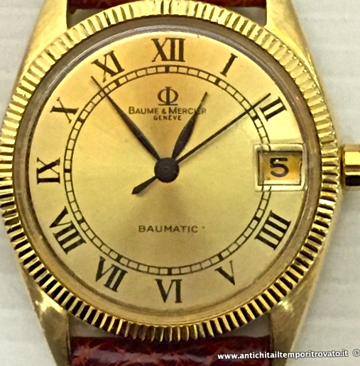 Vintage Baume Mercier polso oro massiccio - Baume Mercier Baumatic polso uomo oro 1980