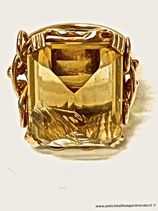 Gioielli e bigiotteria - Anelli - Antico anello in oro 18 kt. e quarzo citrino Antico anello con quarzo citrino - Immagine n°5  