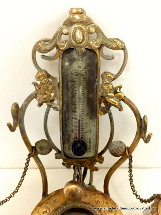 Oggettistica d`epoca - Calamai - Piccolo calamaio da collezione dell'800 Antico calamaio con bussola termometro e campanello - Immagine n°2  