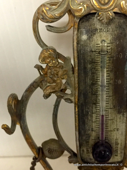Oggettistica d`epoca - Calamai - Piccolo calamaio da collezione dell'800 Antico calamaio con bussola termometro e campanello - Immagine n°4  
